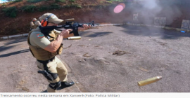 Policiais militares realizam treinamento com fuzil em Xanxerê